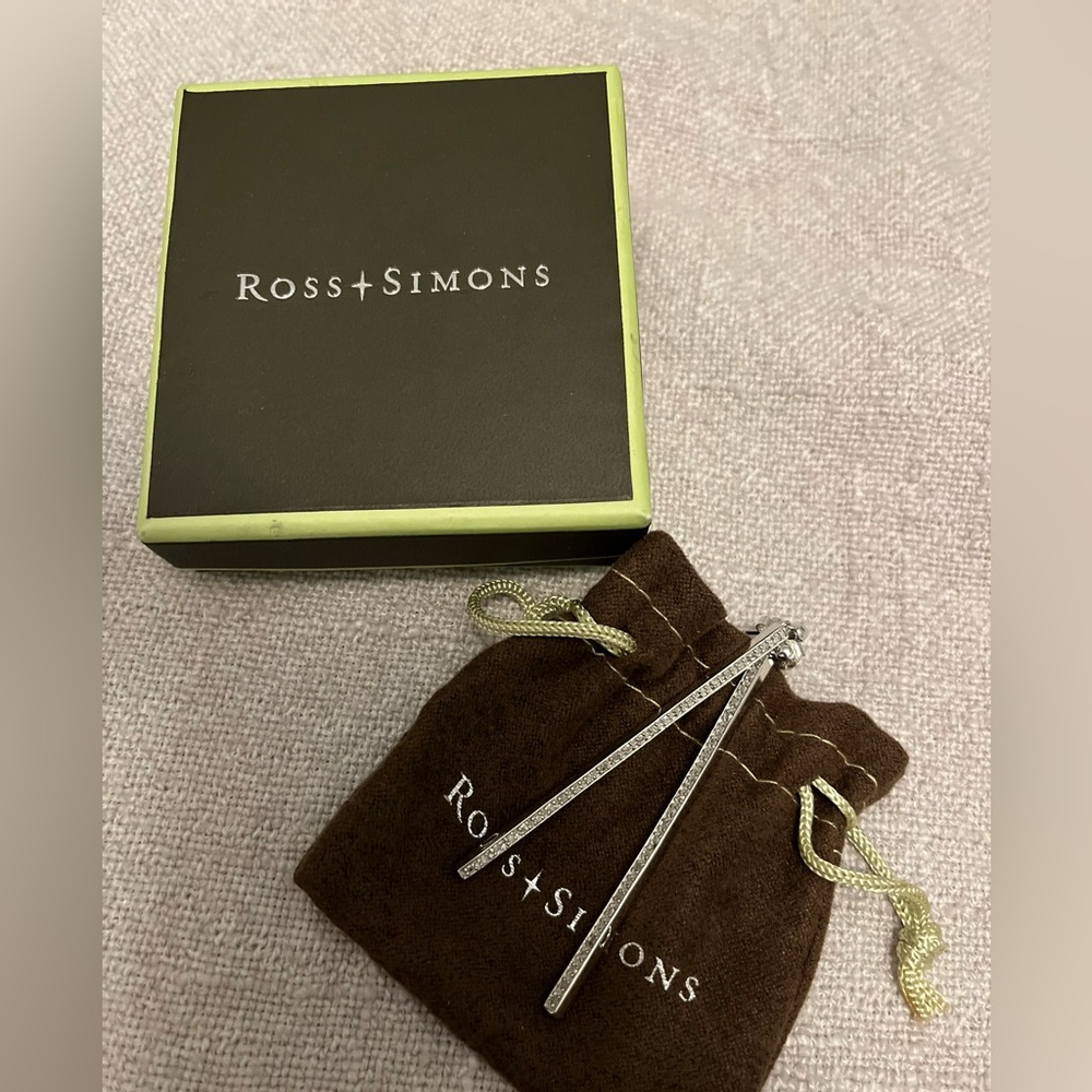 Ross Simmons sterling silver diamond linear post earrings